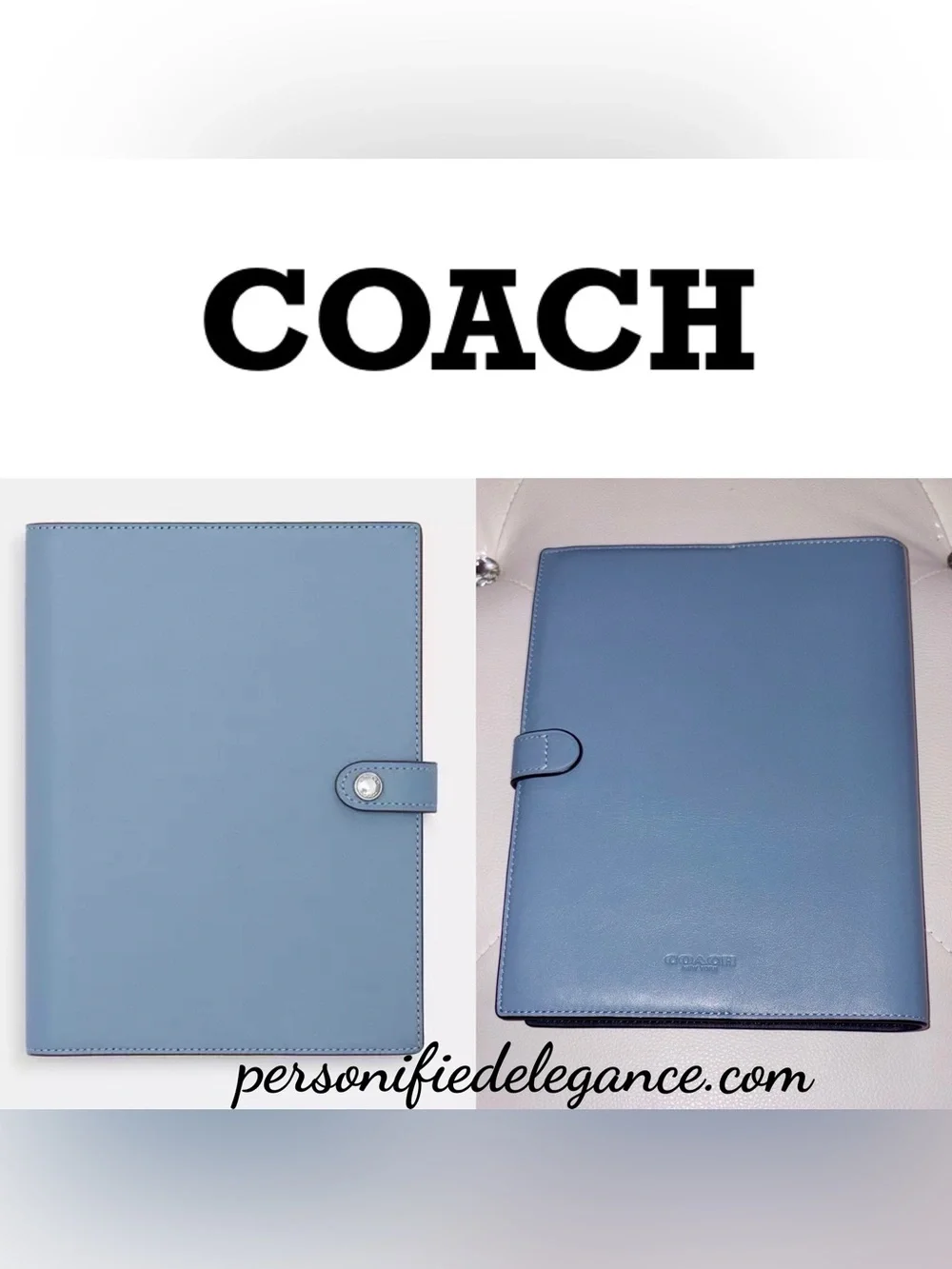 NEW Coach Cornflower Blue Smooth Leather Notebook Journal Diary Planner